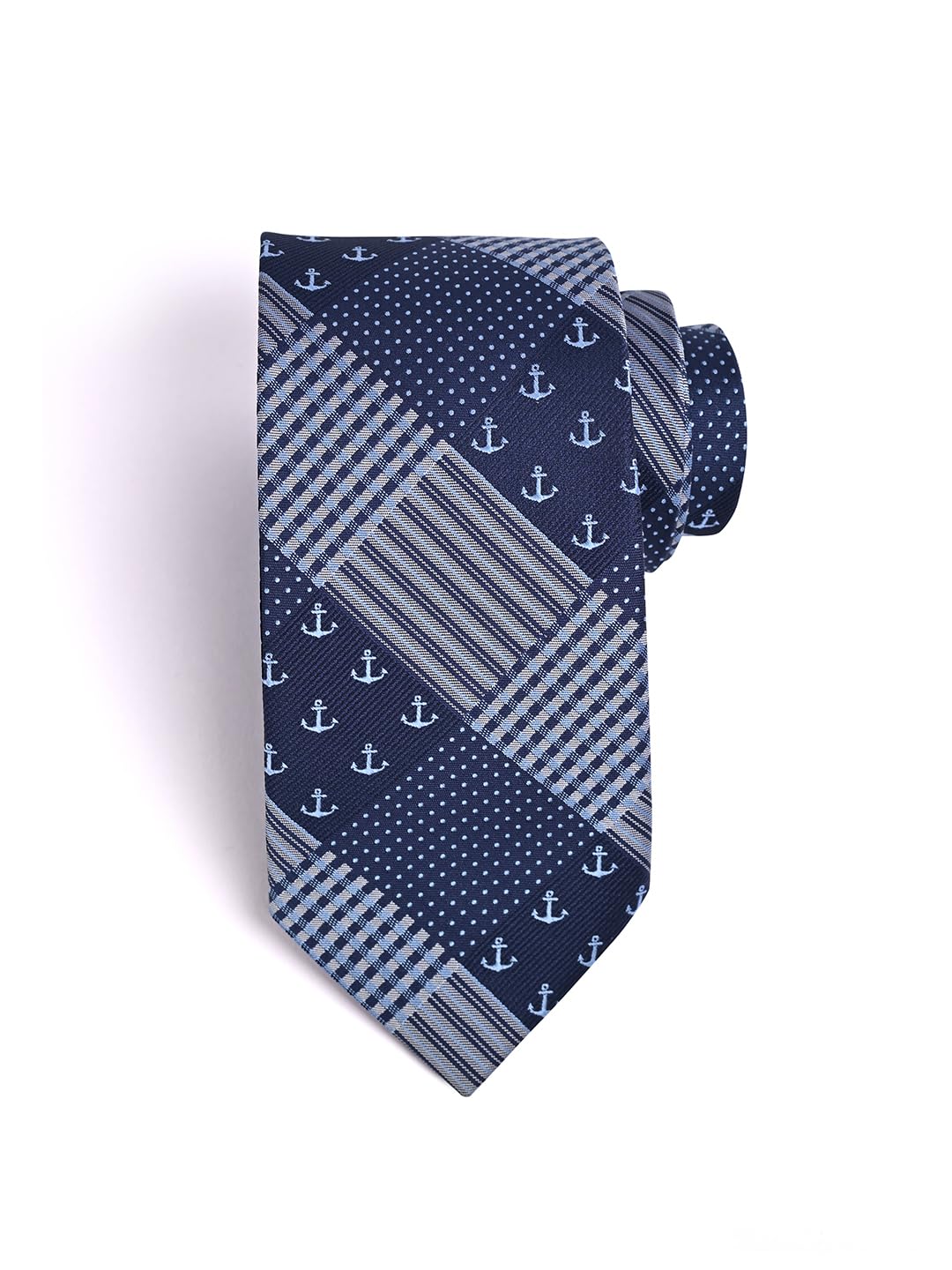Men Blue Checked Tie-image-1