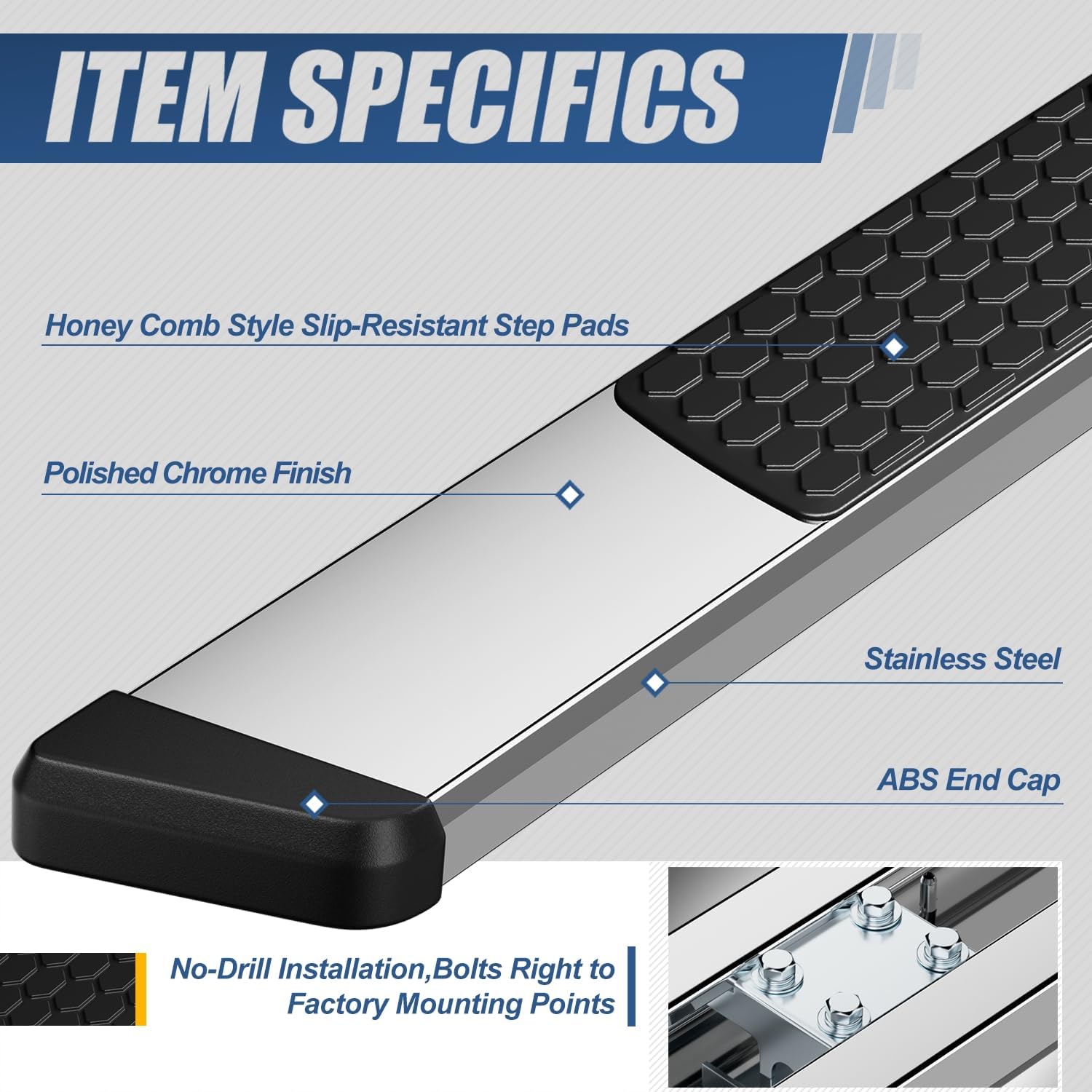 Auto Dynasty Running Boards Compatible with 1999-2016 Ford F250 F350 F450 F550 Super Duty Crew Cab, Stainless Steel Side Step Rail Nerf Bar, 5.5 Inches Step Bars, Polished Chrome