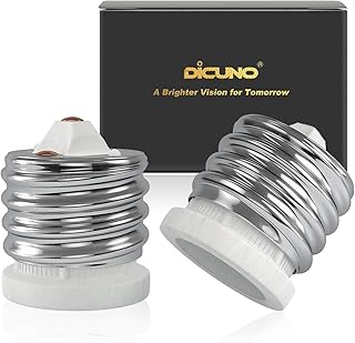 DiCUNO E39 to E26 Socket Adapter, 2 Pack of Mogul (E39) to Medium (E26) Light Bulb Lamp Socket Porcelain Converter, Max Wattage 660W, UL Listed