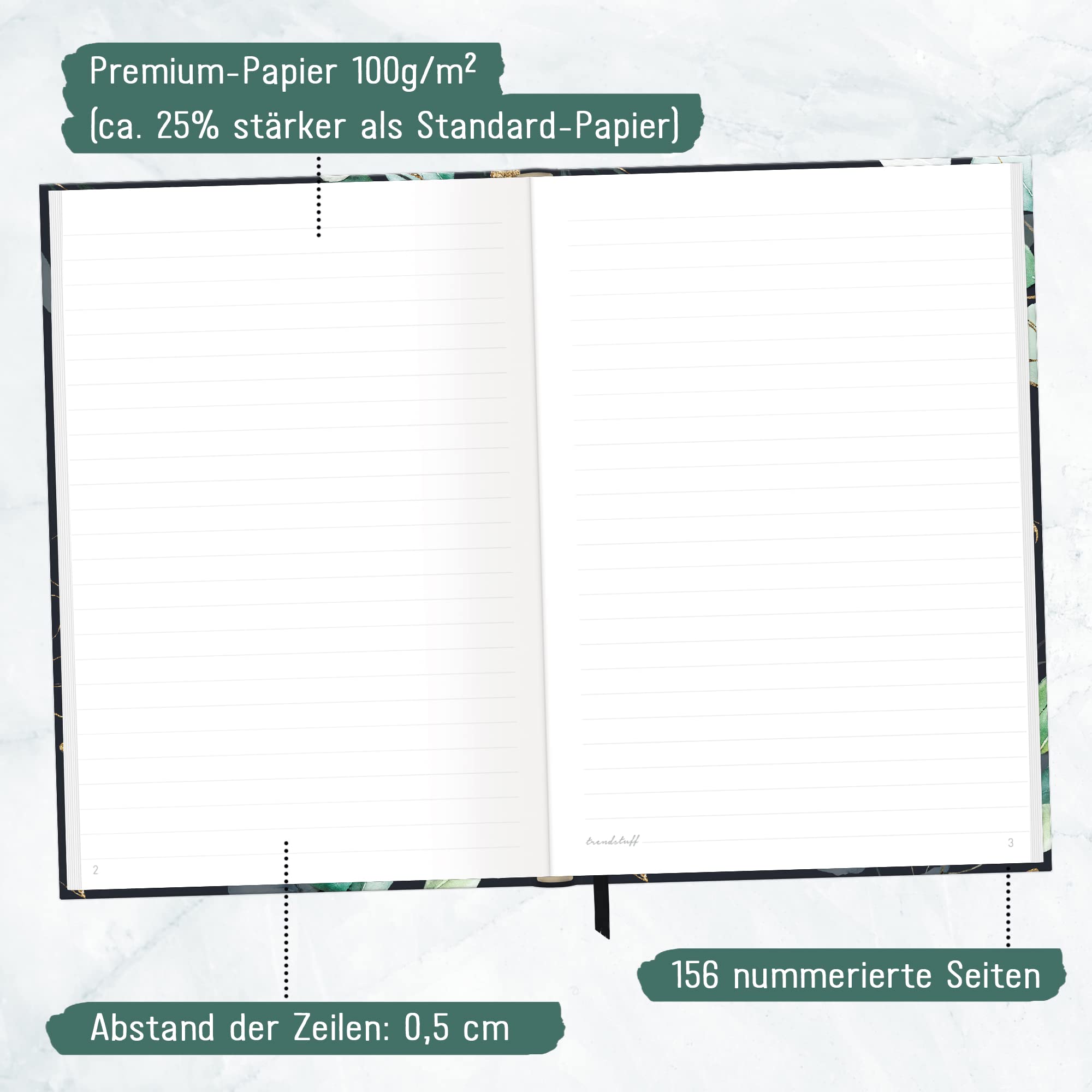 Cuaderno De Puntos A5 Paper&you | 156 Páginas, Banda Elástica | Sostenible, Papel FSC, Diseño 'Happy Flower'