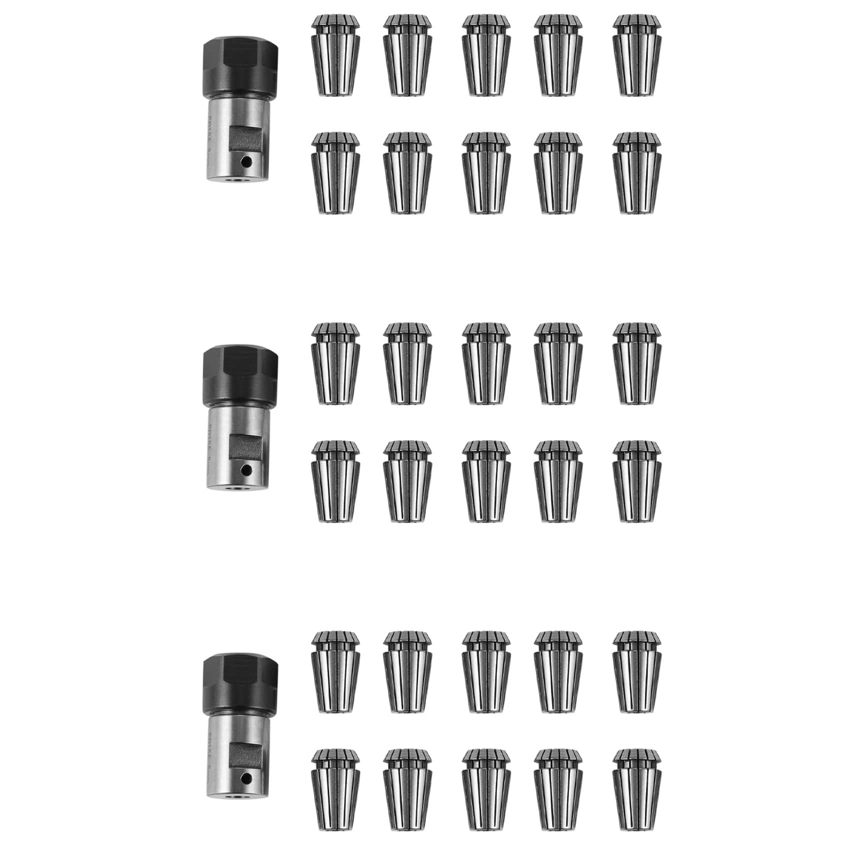 Jnchdghwa Black & Silver 30Pcs Er16 Spring Collet + Motor Shaft 8Mm Extension Rod Holder Cnc Milling Lathe Tool Engraving Machine