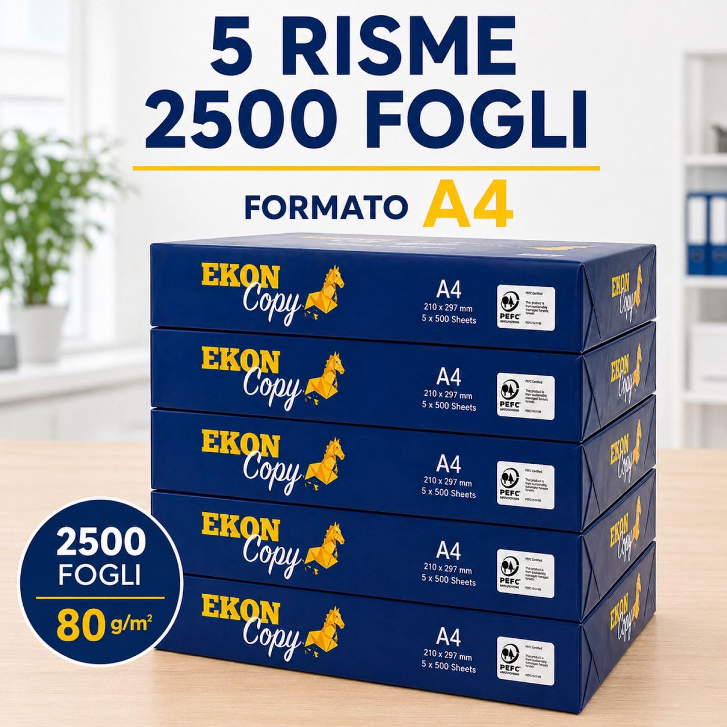 Risma Carta A4 5 pacchi 2500 fogli