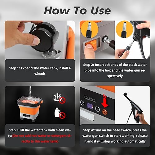Miniatura 6 de Lavadora a presión inalámbrica con tanque de 3.5 galones con boquilla universal 6 en 1, máximo 620 PSI, manguera de 16.4 pies, batería de litio de
