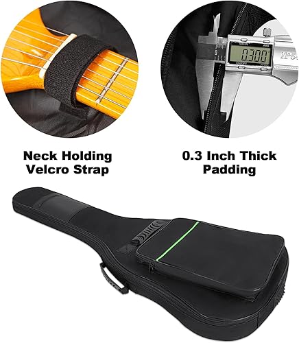 Miniatura 11 de Bolsa de guitarra bajo con acolchado de 0.276 in, funda impermeable para bajo eléctrico, mochila con correa para el cuello y bolsillos, color negro
