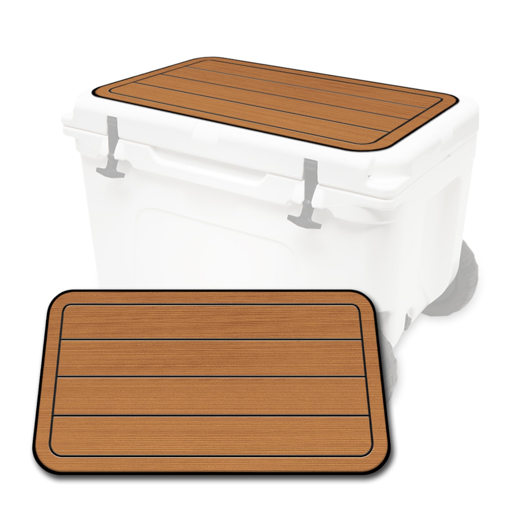 USATuff SeaDek EVA Mat Cooler Pad fits YETI | Peel & Stick Application | Non Slip Comfort Accessories - Teak Lines (Mocha-Black)