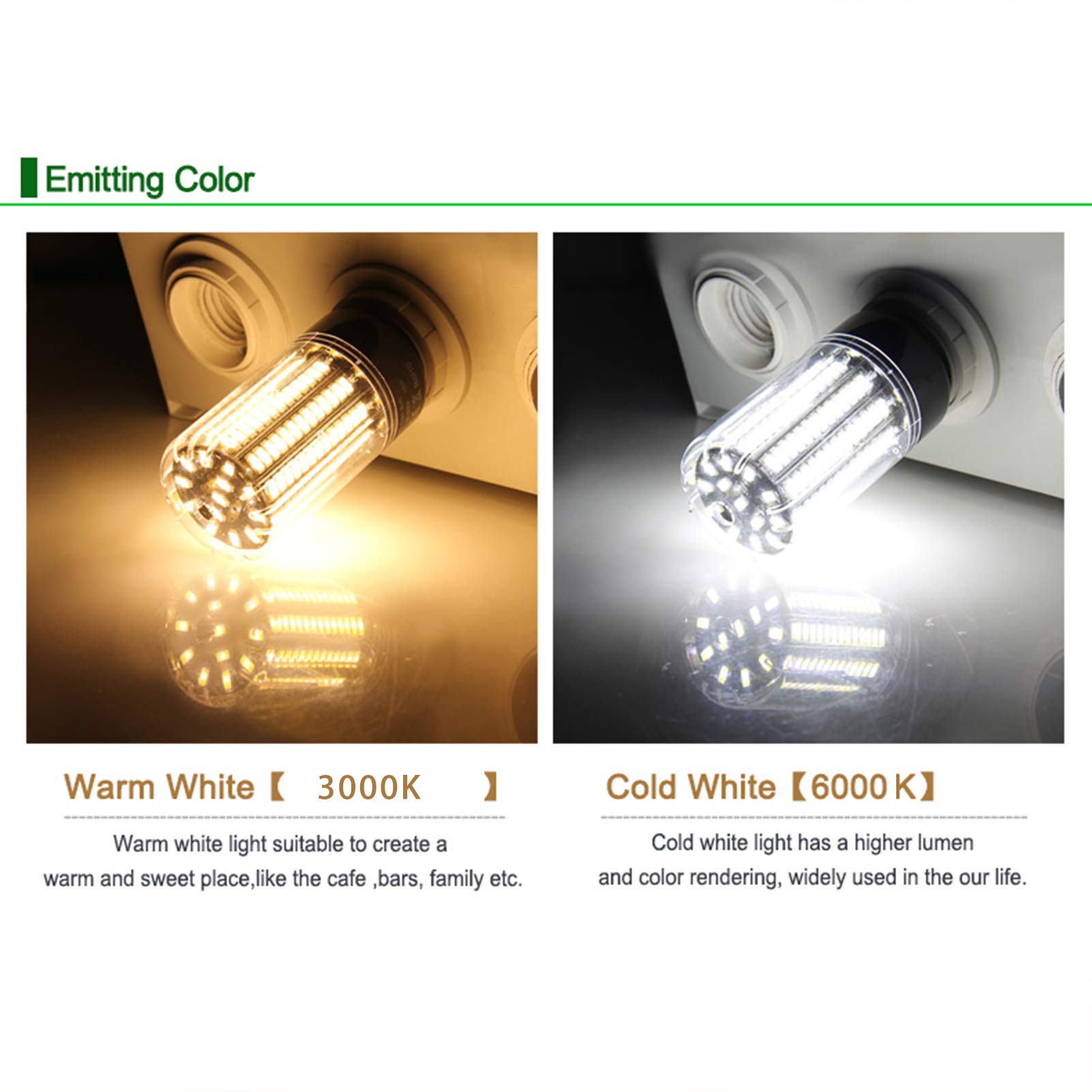 Bombilla LED 12 W, equivalente a reemplazar lámpara halógena 120 W, bombilla LED maíz E27, sin parpadeo, bombilla LED maíz E27 no regulable, paquete 4