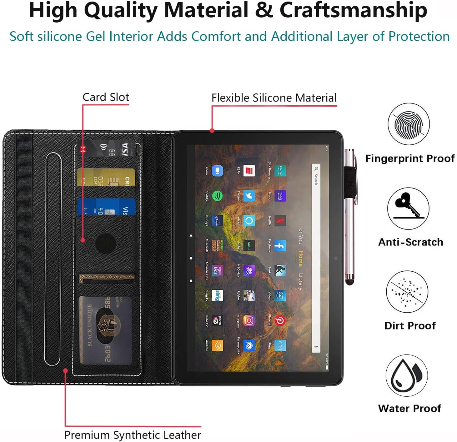 Case for Amazon Fire HD 10 Tablet (7th / 9th Generation, 2017/2019 Release), Slim Folding Stand Cover with Auto Wake/Sleep for Fire HD 10, Purple Dragon Baby
