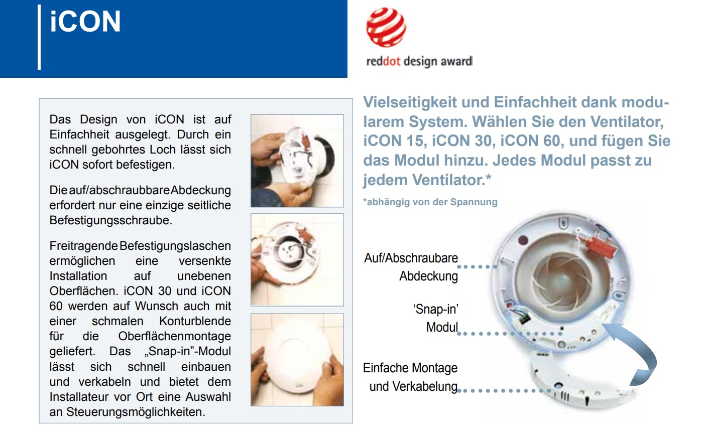 Airflow iCON 15 Badlüfter 100 mm, Abluftventilator 19 l/s, 9,4 W für Wand- & Deckenmontage mit Iris-Rückstauklappe, optional mit Feuchte-, PIR- oder Timer-Modul, 3 Jahre Garantie