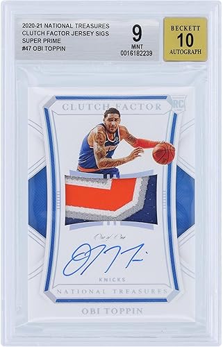 Obi Toppin New York Knicks Autographed 2020-21 Panini National Treasures Super Prime Relic #CF-OBI #11 BGS Authenticated 910 Rookie Card -