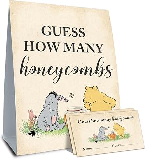 Winnie the Pooh Baby Shower Decorations-Baby Shower Games-Baby Shwoer Party Decor-Baby Shower Table Sign Centerpieces-Baby Shower Games Pooh Birthday Supplies Party Decorations