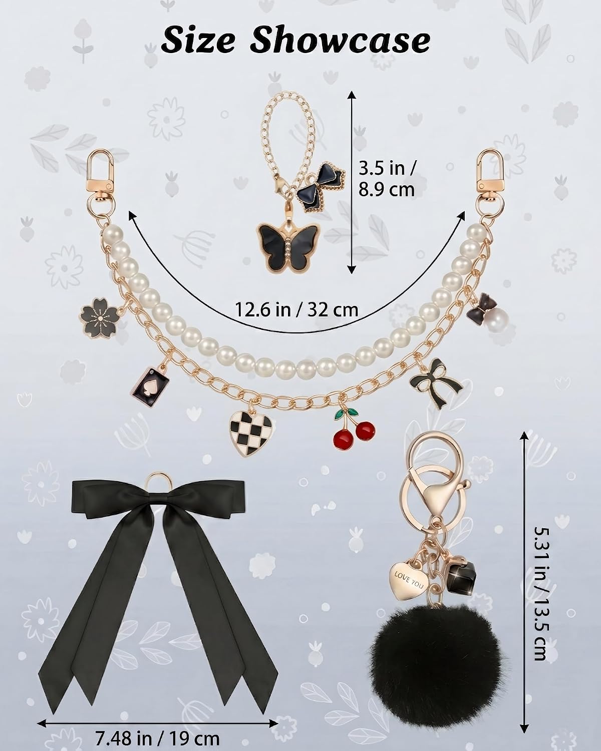 Bag Charms Chain Kit for Handbag - Beach Tote Bag Decor Accessories, Compatible with YETI Camino 20/35/50 Carryall