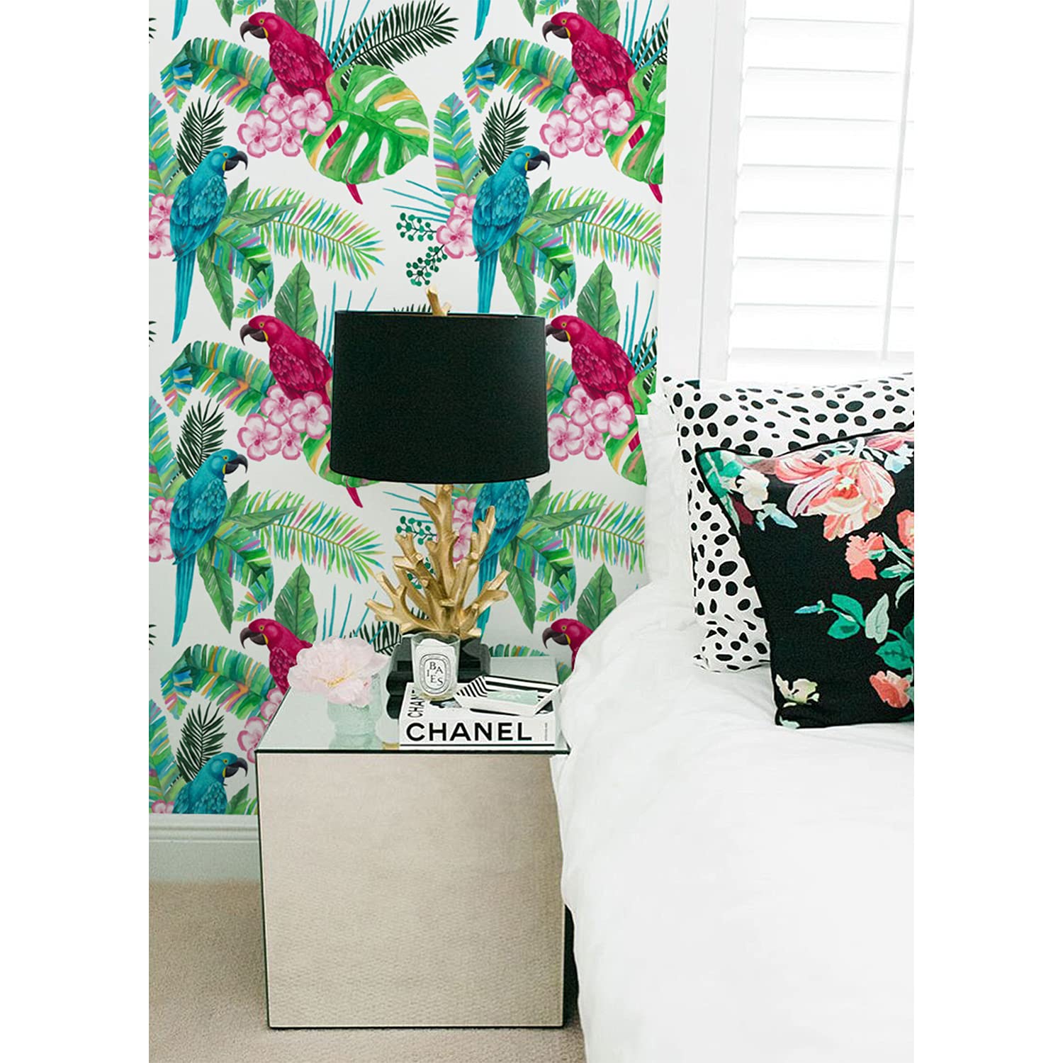 Papier peint perroquets tropicaux adhésif mural grand format 360x250