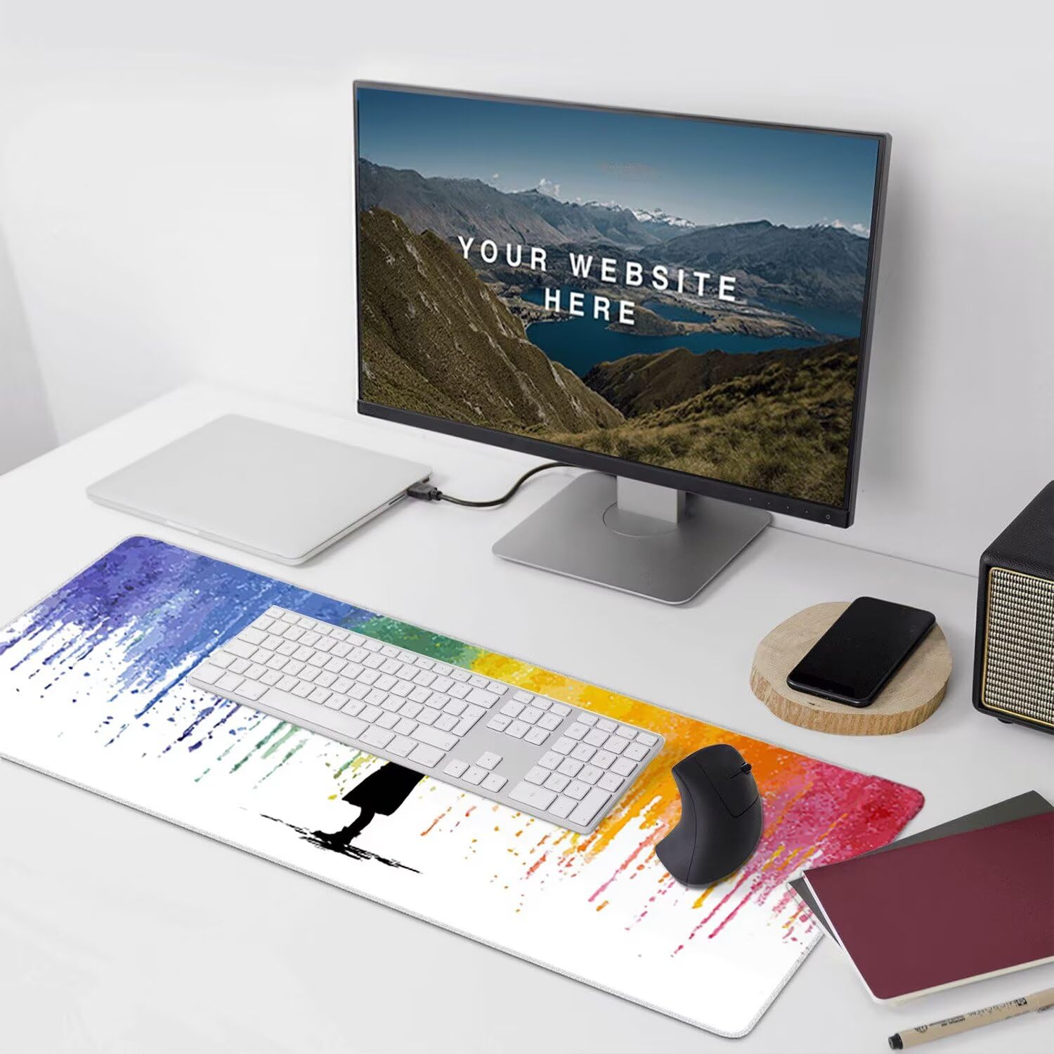 Tappetino per Mouse XXL 1200 x 600 mm Tappetino Mouse Gaming Grande, Mousepad con Base in Gomma Antiscivolo, Tappeto per Tavolo da Gaming per Mouse e Tastiera, Accessori PC (Umbrella ragazza) H-114
