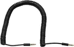 CERRXIAN 3.5mm Male to Male Jack 4 Pole Extension Aux Audio Coiled Spiral Cable 3.25Feet / 1M