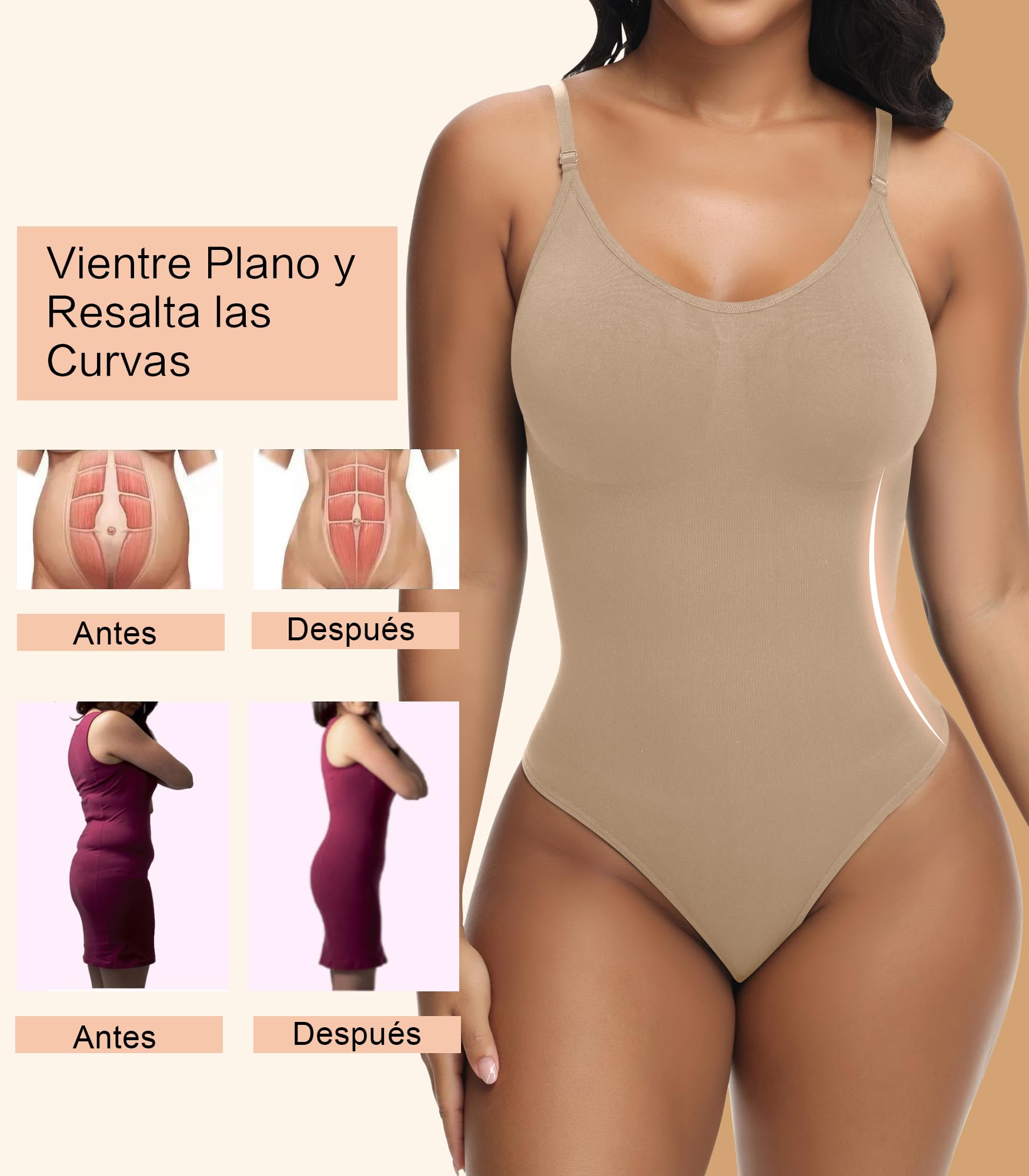 Body Contenitivo Modellante Donna Shapewear Bodysuit Guaina Contenitiva Donna Snellente e Versatile con Materiali Traspiranti e Tracolla Regolabile