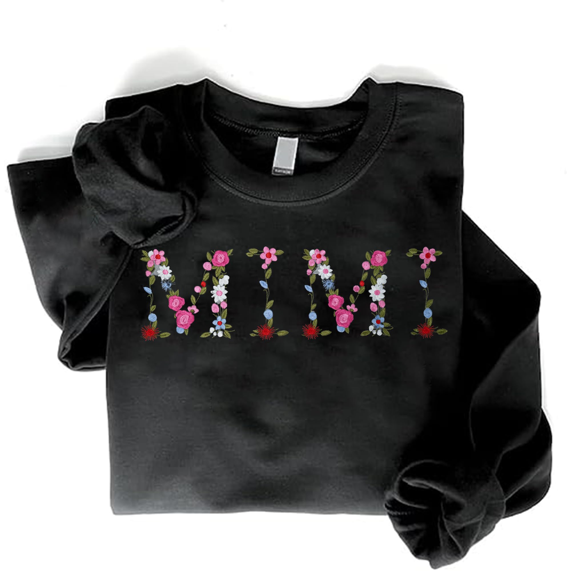 Embroidery Mimi Sweatshirts For Women Gift Sweatshirt From Grandkids Mimi Flower Grandma Gift Mothers Christmas-picture-29