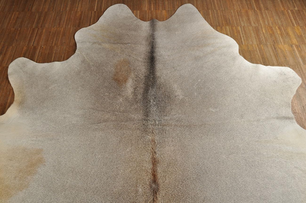 KUHFELL RINDERFELL GRAU BEIGE ca. 200 x 230 cm Fell Teppich VON KUHFELLE ONLINE