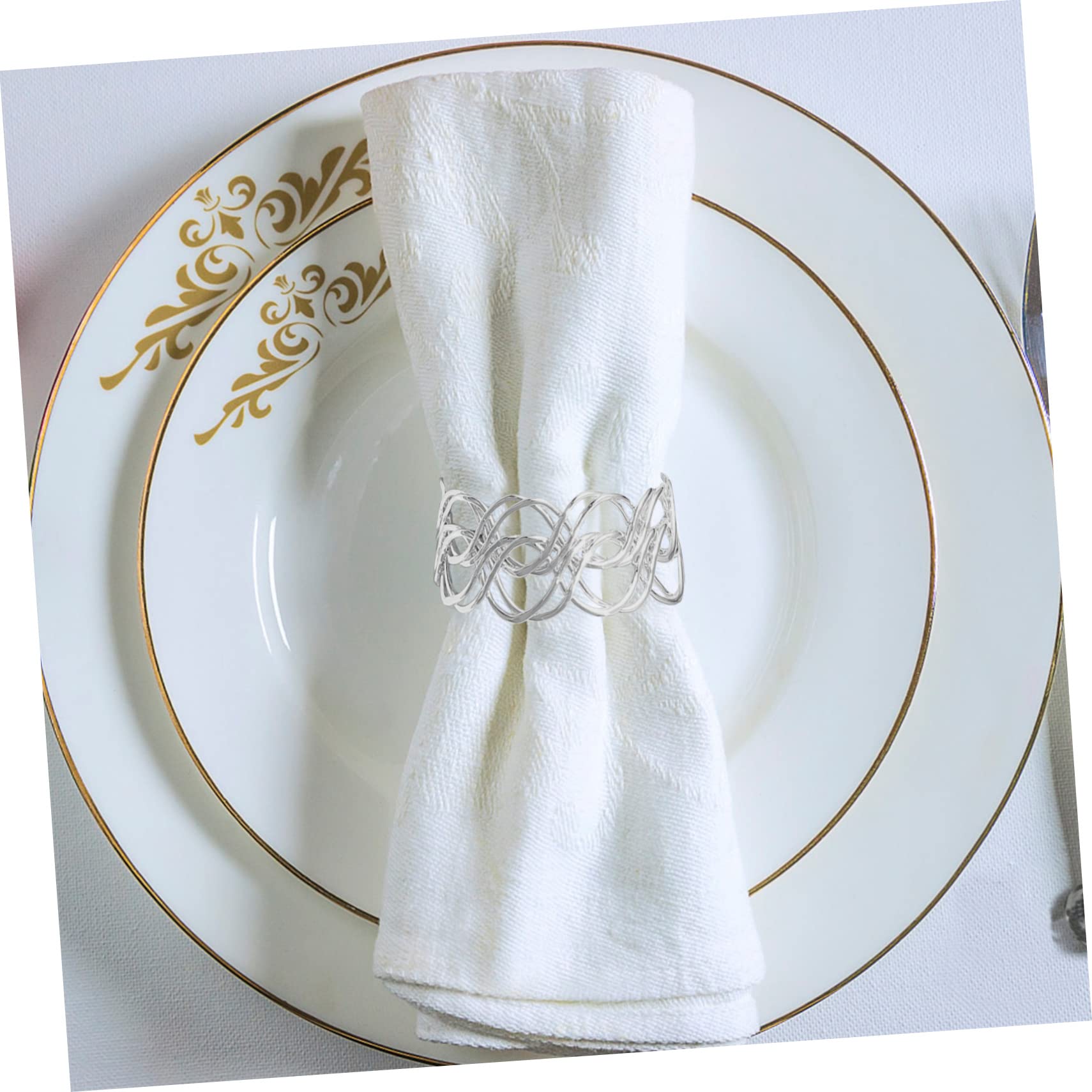 iplusmile 6 Anillos de Servilletero Metálico Hebillas para Adorno de Mesa en Bodas y Festivales, Superficie Lisa y Brillante, Diseño Único y Elegante