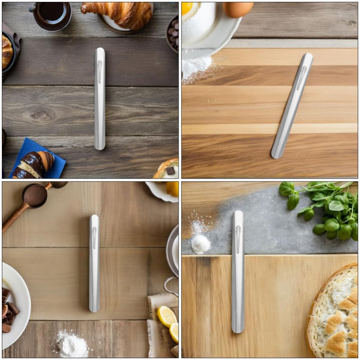 Outanaya Bread Crumber Cleaner Heavy Duty Crumb Sweeper Tool 7pcs Stainless Steel with Ergonomic Grip and Easy to Store Design Silver for Cafes and Restaurant Tables