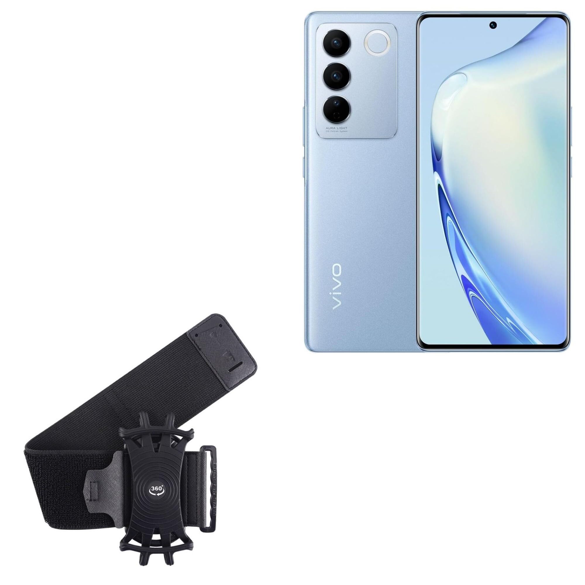 BoxWave Holster Compatible with vivo V27 Pro - ActiveStretch Sport Armband, Adjustable Armband for Workout and Running - Jet Black