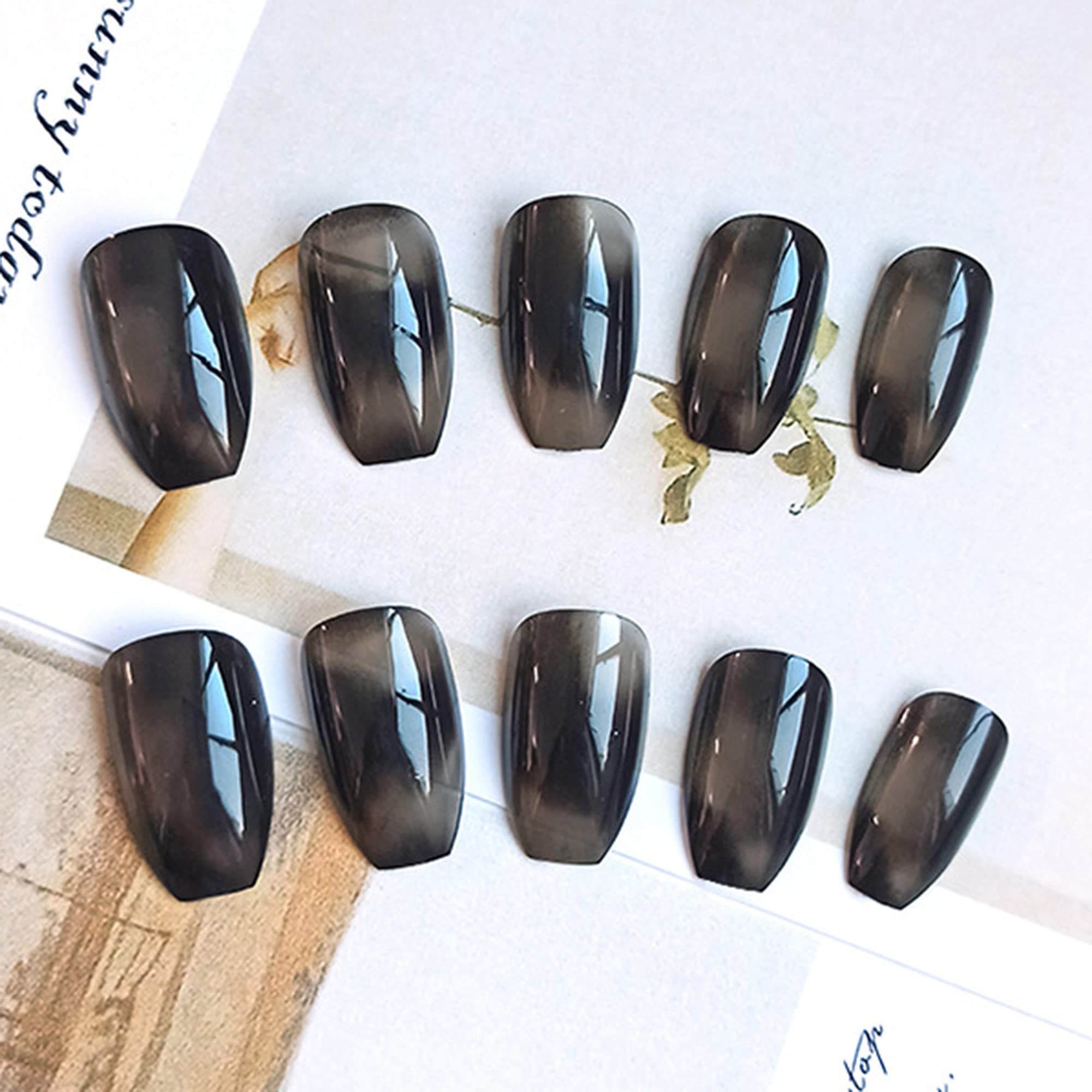 erika toda fakes nude Amazon.com: FULZTEY French Coffin Press on Nails Glossy Ink-Black Smudge Long Full Cover Glitter False Nails for Women Ballerina Nail Art DIY Acrylic Fake Nail Tips Stick on Nails 24Pcs : Beauty