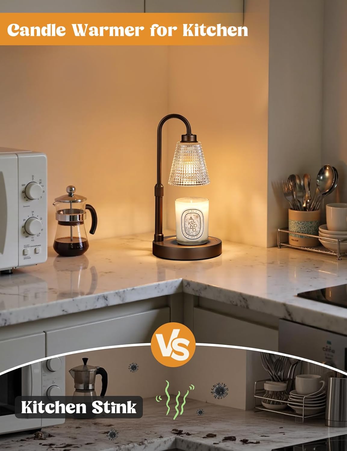 Big Brown Candle Warmer Lamp with Timer, Dimmable Candle Warmer for Home Decor, Height Adjustable Candle Lamp for Jar Candles, Birthday Gifts for Women Mom, House Warming Gifts New Home thumbnail