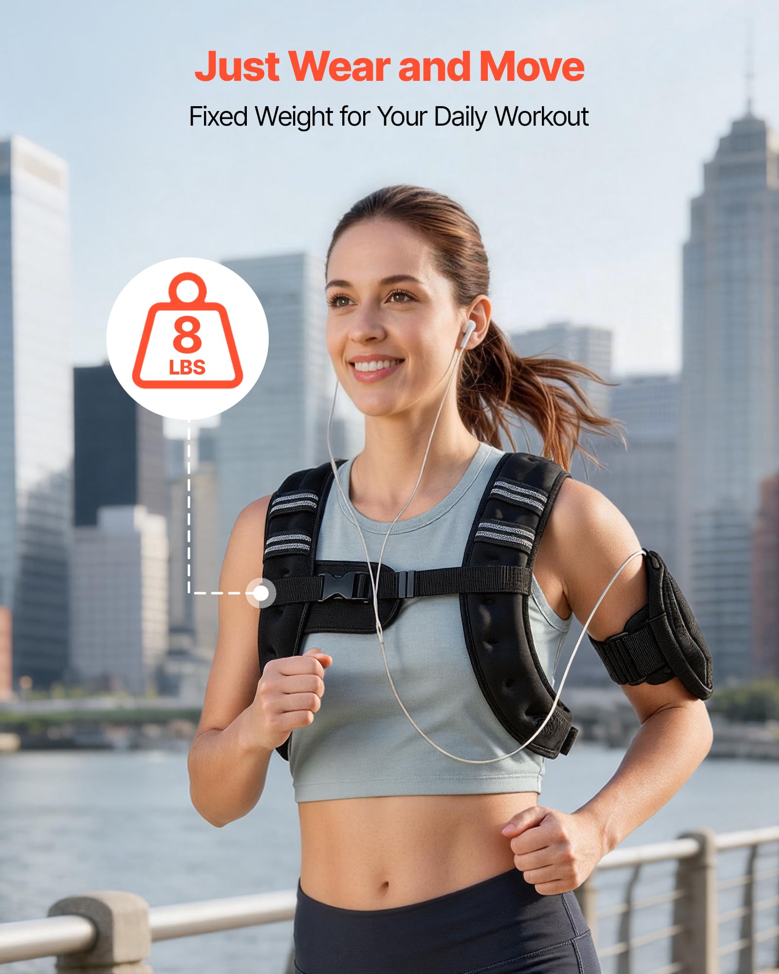 VEVOR Gewichtsweste mit reflektierendem Streifen, verstellbare Schnalle, Körpergewichtsweste für Männer und Frauen, Trainingsgerät für Krafttraining Laufen Joggen Fitness