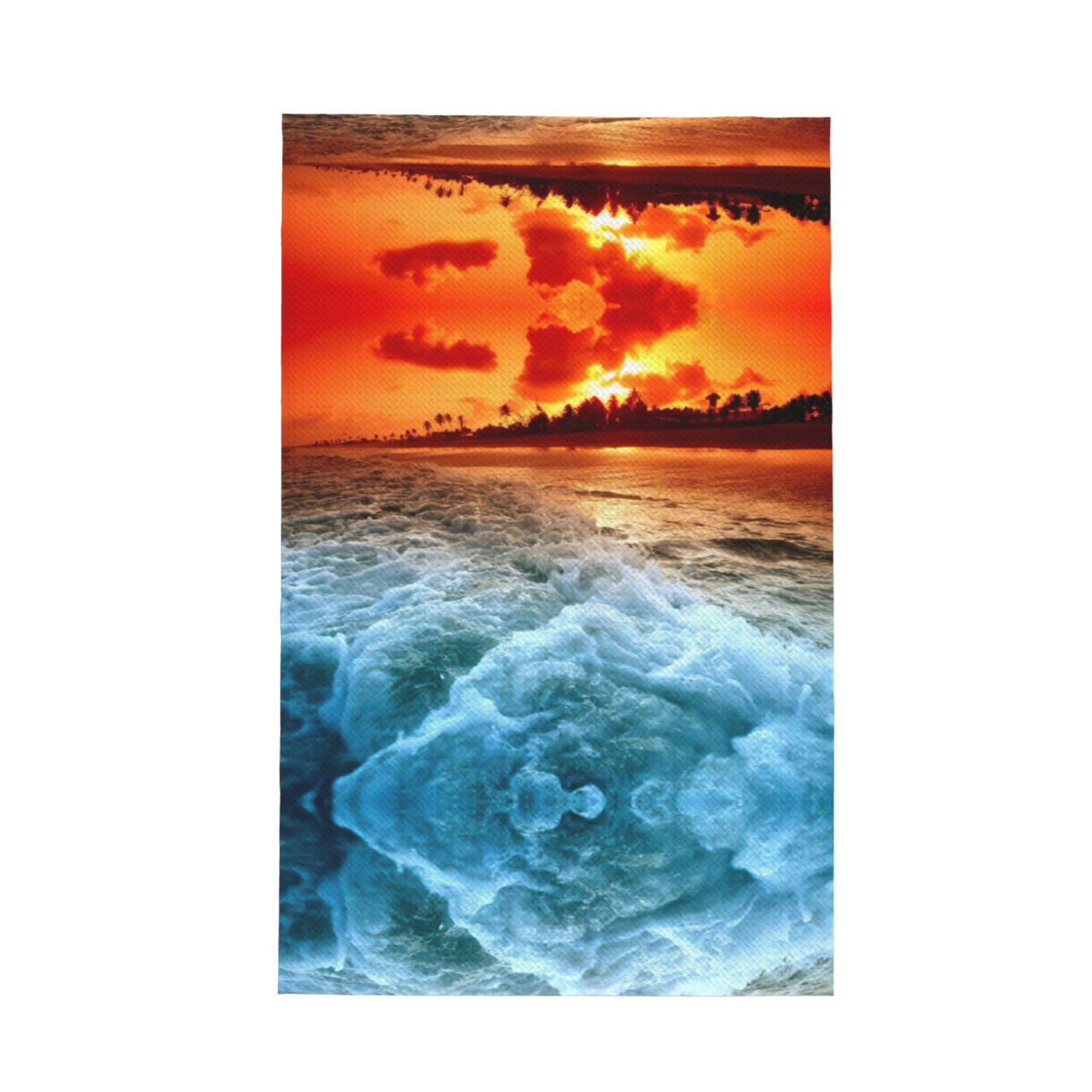 Xxahnbm Black The Beach Sunset Print Waffle Kitchen Towel,Absorbent Hand Towel