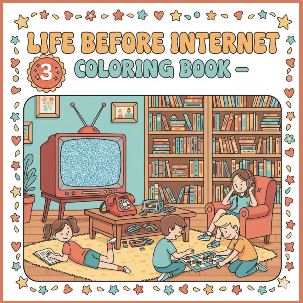 Life Before the Internet – Part 3: Charming Vintage Coloring Book Featuring Relaxing, Cute, and Nostalgic Pre-Internet Moments