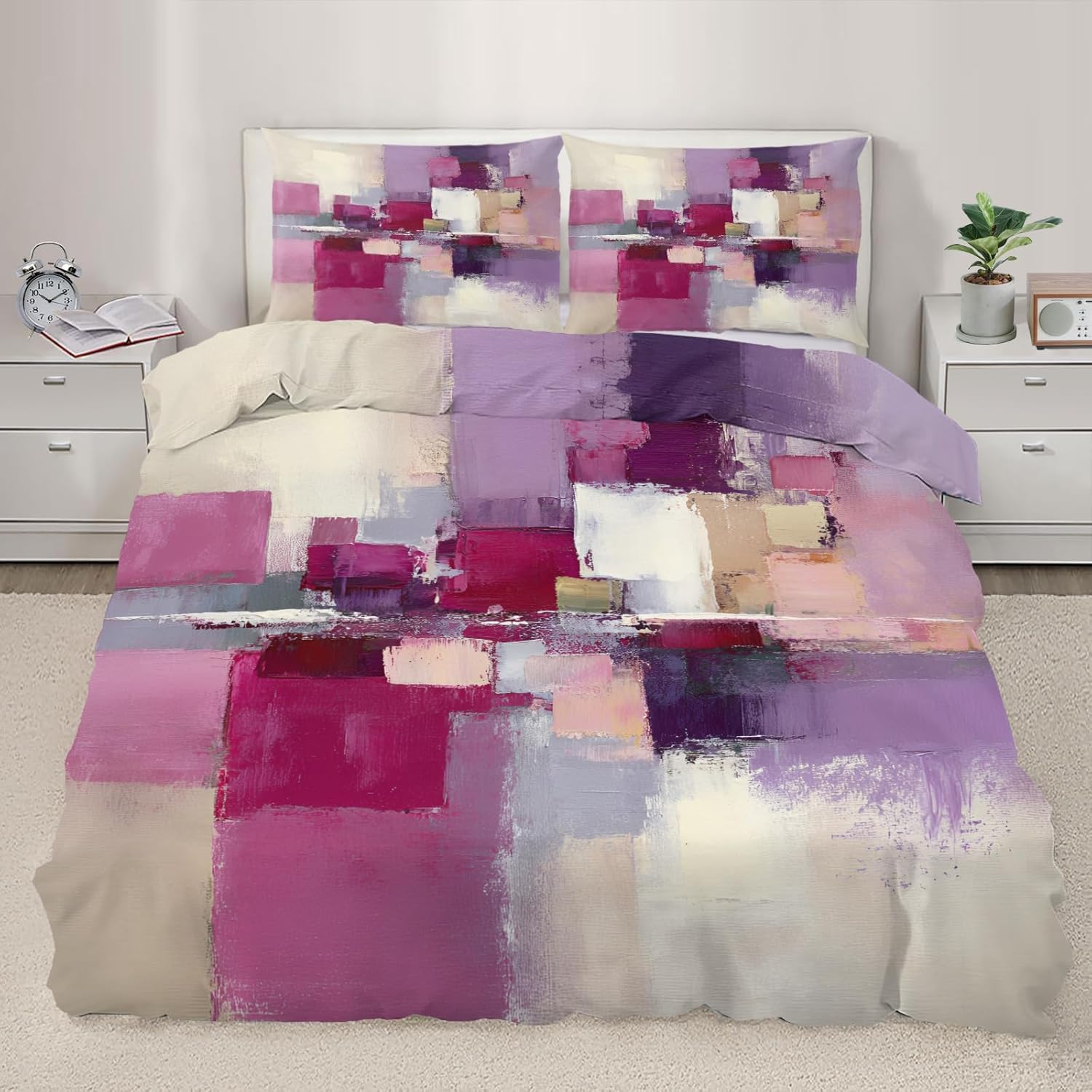NDXRWDZR Double Duvet Cover Set Abstract Geometry Duvet Cover with Zipper Closure Bedding for Aldults Kids Soft Hypoallergenic Microfiber Quilt Cover 200x200 cm + 2 Pillowcases 50x75 cm