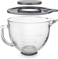 Vista 8 de Cuenco mezclador de vidrio accesorio de 5 cuartos de galón - Compatible con batidoras de pie KitchenAid de 4.5 y 5 cuartos de galón con cabezal