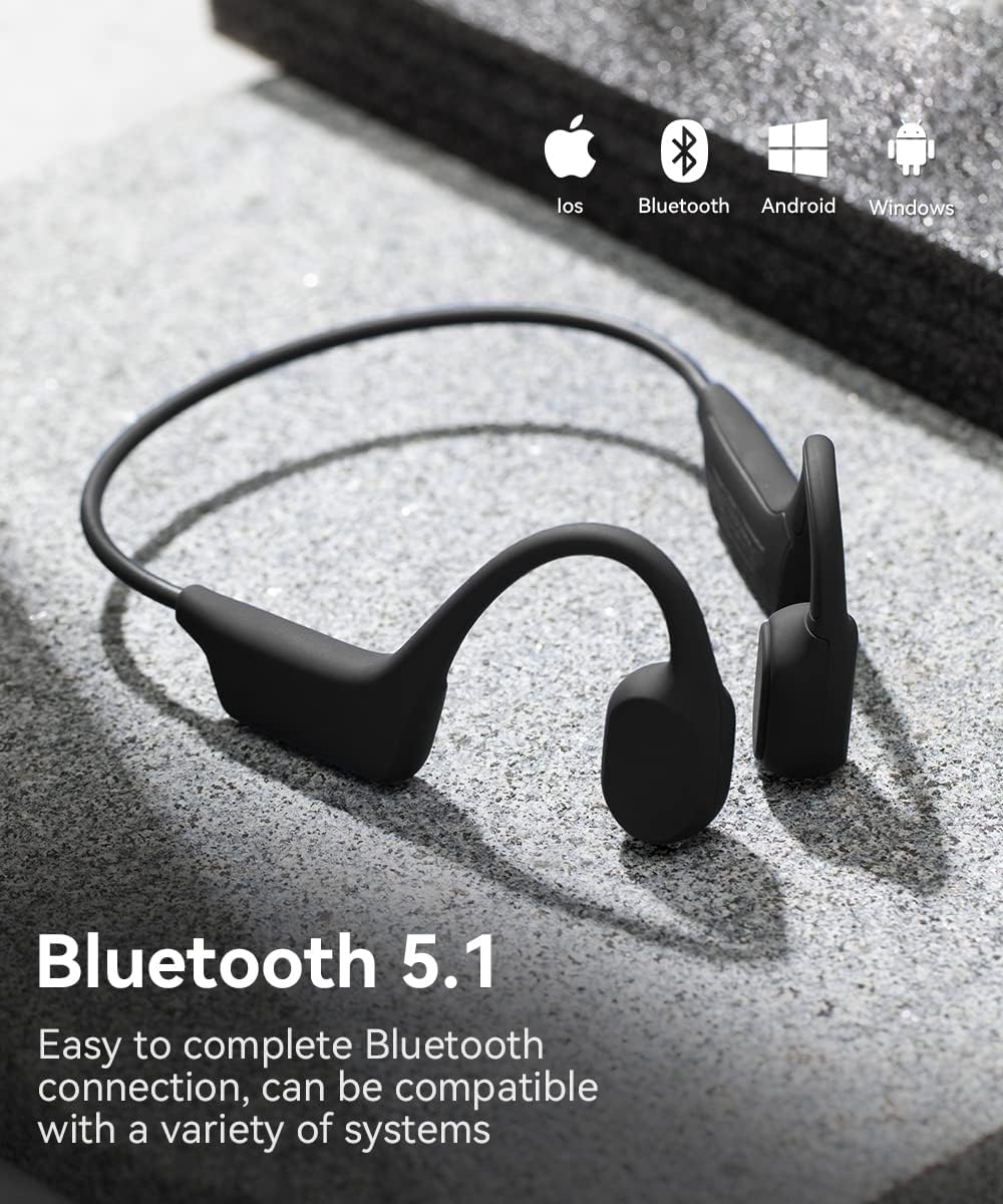 Sanag A30S headphones with Bluetooth 5.1 compatibility icons for iOS, Bluetooth, Android, and Windows.