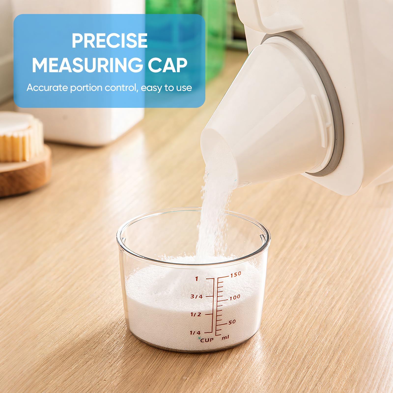 2 Pcs Dispensador detergente de 1100 ml, Dispensador Hermético | Detergente Con Vaso Medidor, Caja de Almacenamiento Para Polvo de Lavado para Detergente, Alimento, Mascotas