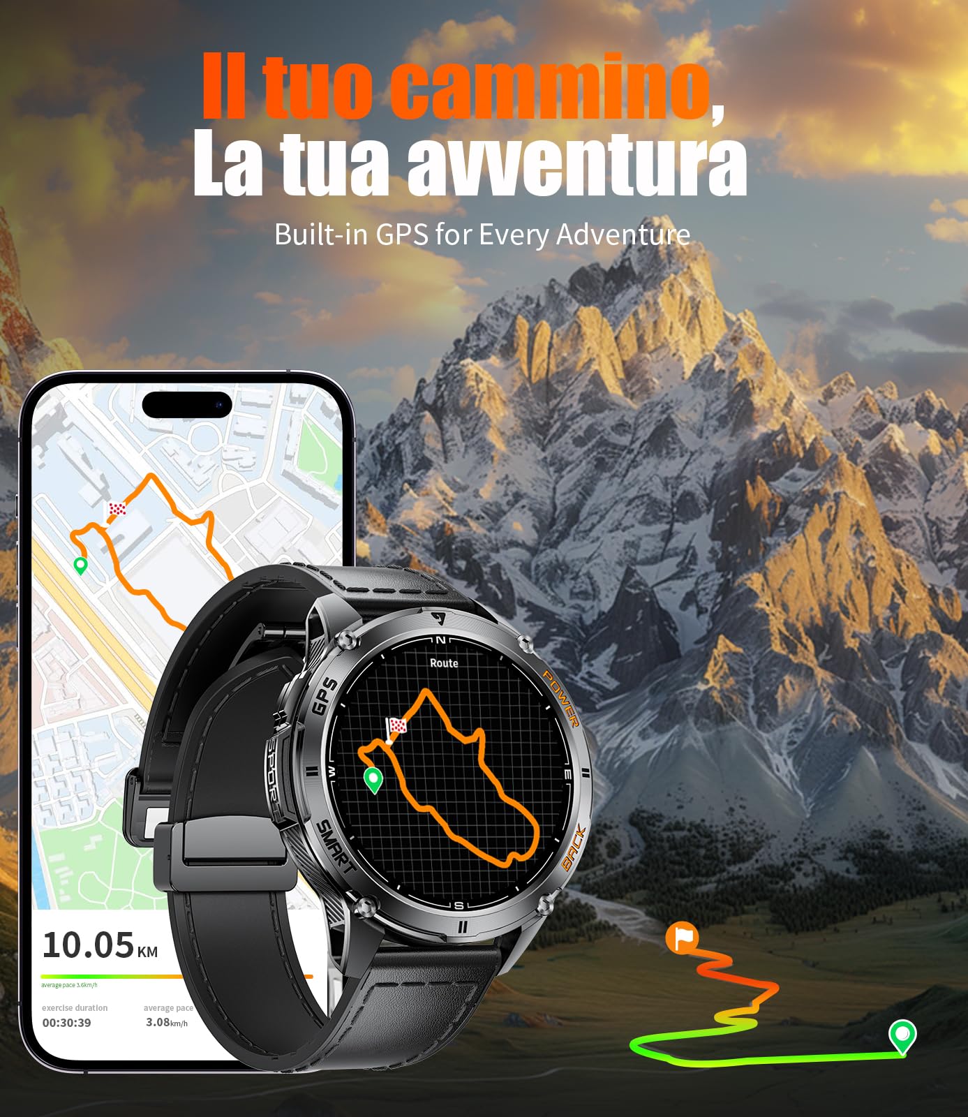 LIGE Smartwatch Uomo con GPS, Monitoraggio Salute, 1.43" AMOLED smartwatch militare con 530mAh Batteria/ 110+ Modalità Sport/LED Torcia/Bussola/Altimetro Orologio Intelligente per Escursionismo