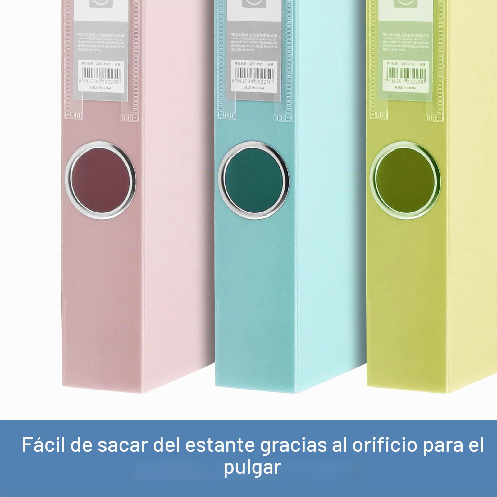 Carpeta de plástico A4, colores surtidos, lomo de 35 mm, capacidad para 320 hojas, paquete de 5 carpetas, cierre de velcro