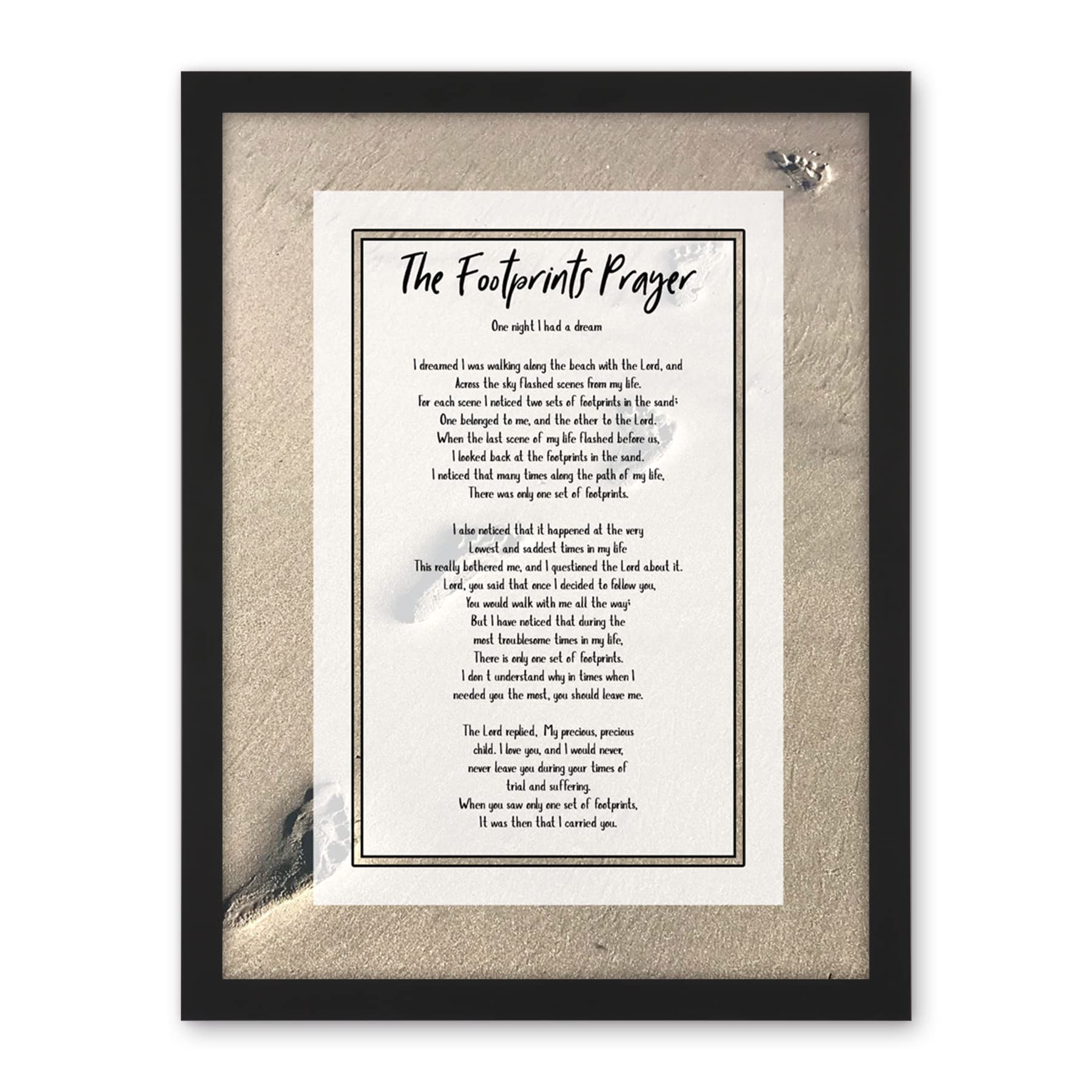 Artery8 God Jesus Footprints In The Sand Poem Inspirational Artwork Framed Wall Art Print 18X24 Inch