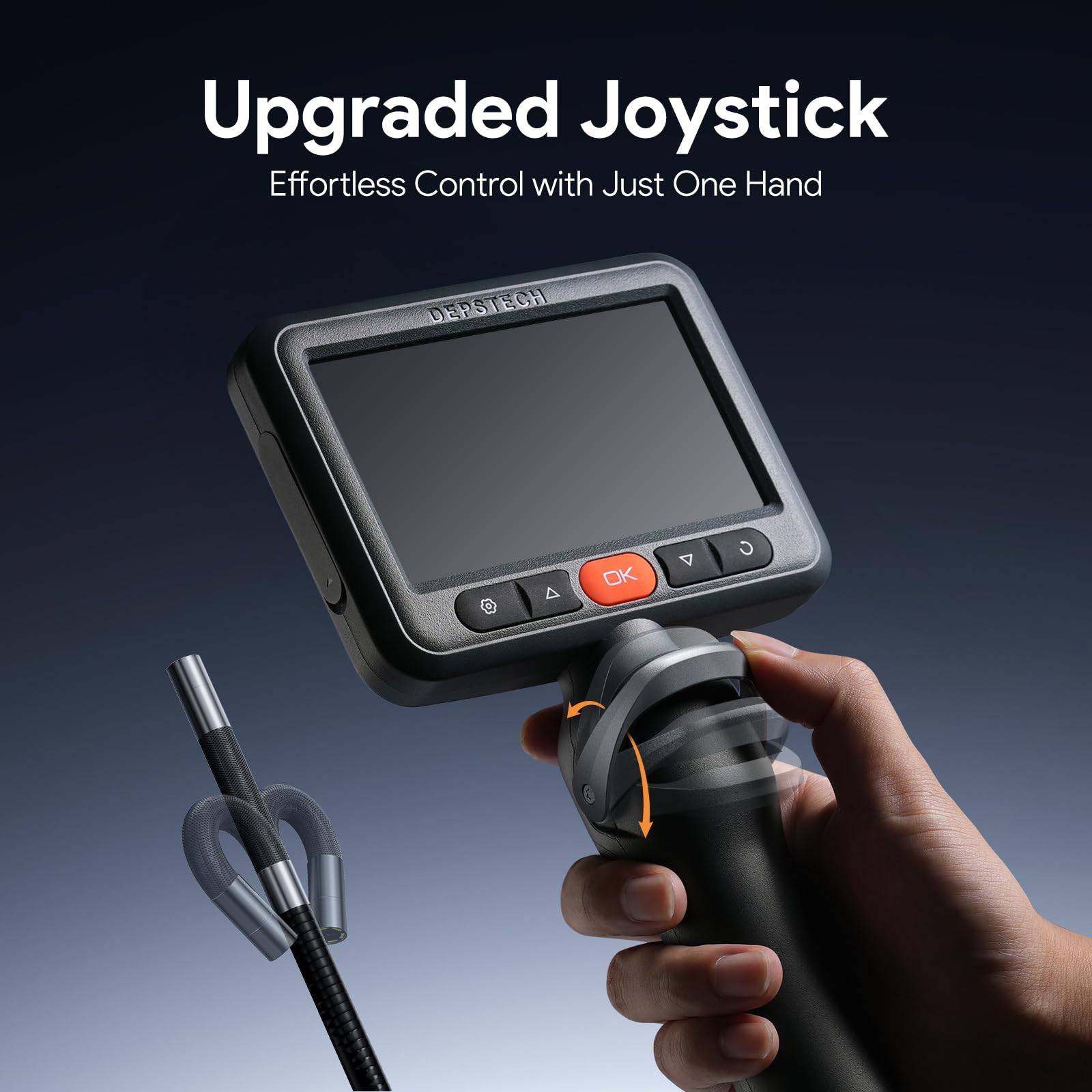 DEPSTECH Cámara Endoscópica con IPS 5", Cabezal 210 y Sonda Ultrafina 6.2mm | Boroscopio con Cable Semirrígido 1.5m, 8 LEDs Regulables y Impermeable IP67 para Inspección de Tuberías y Cavidades de Pared