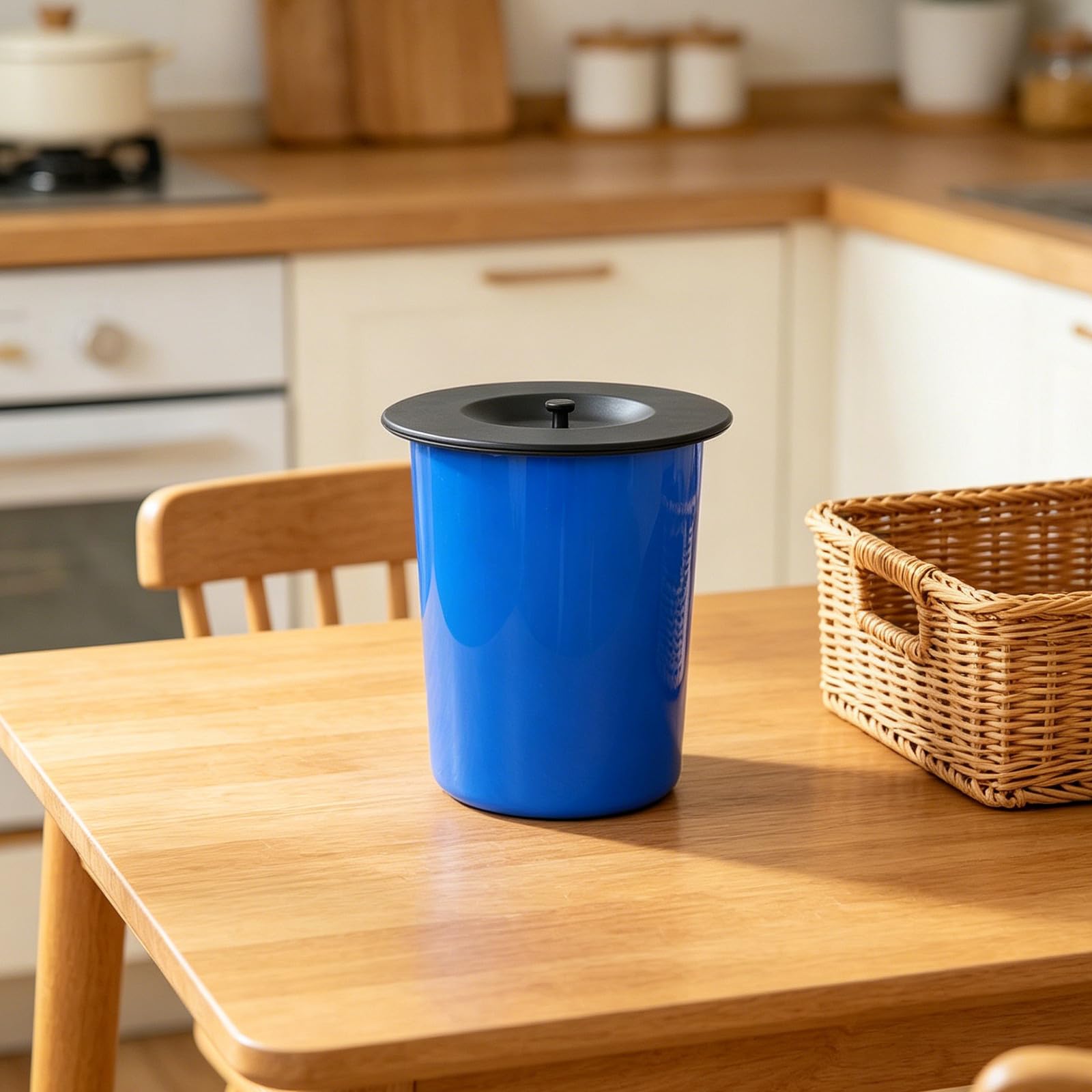 Hemobllo Cubo de Basura para Cocina Integrado de Acero Inoxidable 304 Capacidad de 8l y Diseño Redondo Moderno para Baño y Restaurantes