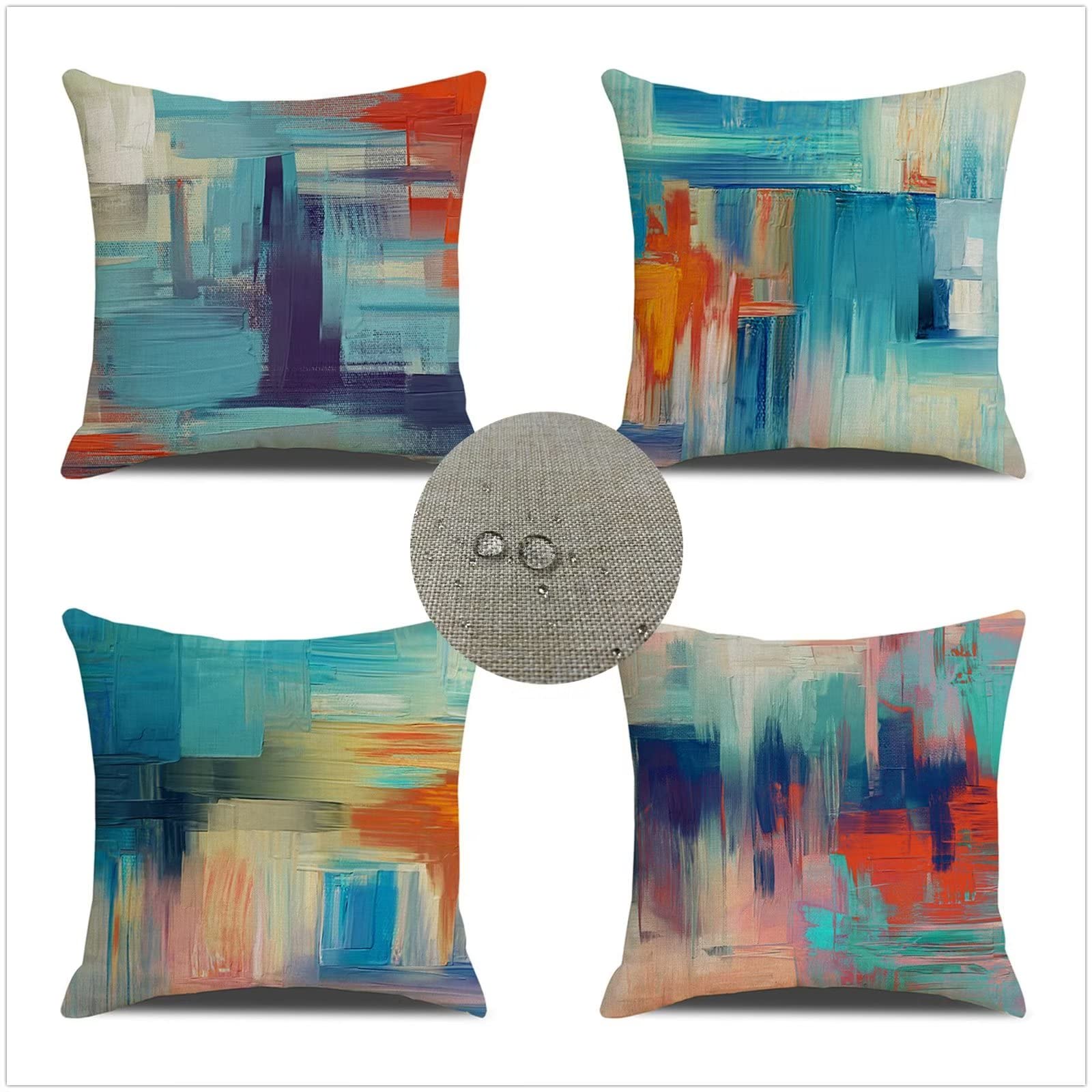 LIESON - Federe Per Cuscino 45x45 Cm In Lino - Cielo Stellato Blu, Verde E Viola - Con Cerniera Invisibile (solo Fodere) - 4