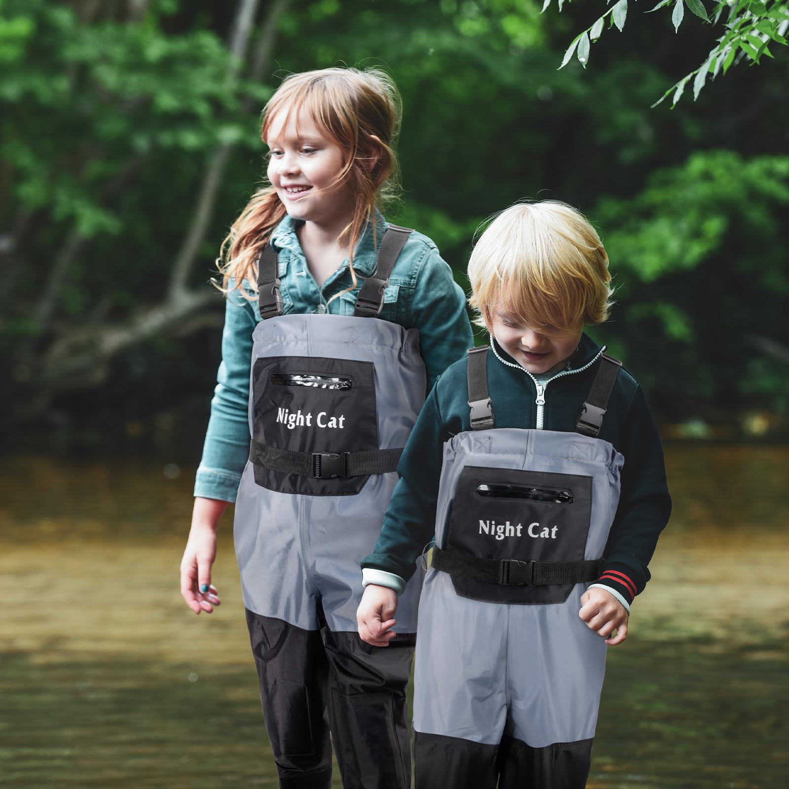 Night Cat Waders Pêche Enfants Cuissardes Peche Garçons Imperméable Respirant PVC Bottes