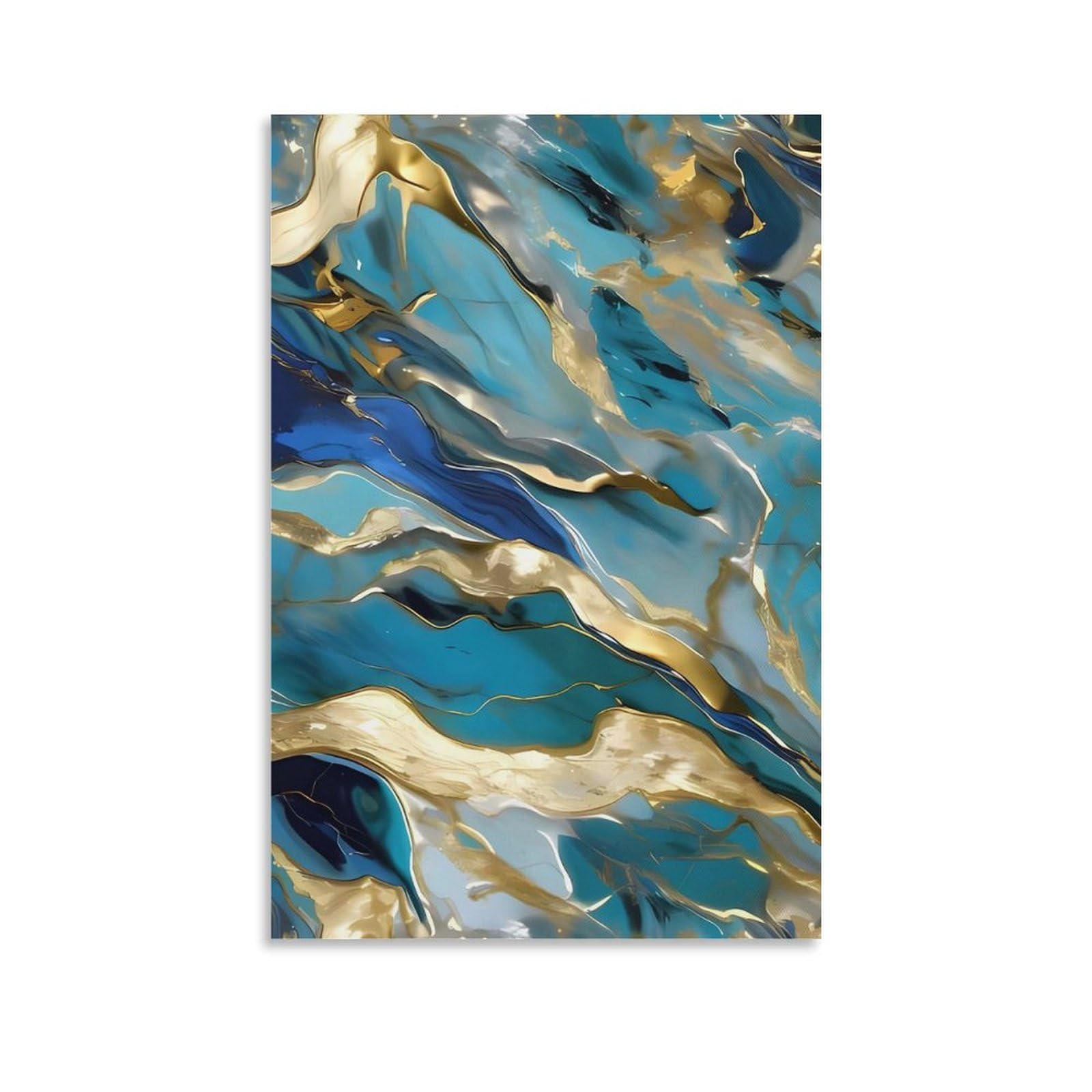 Impression sur toile marbre bleu sarcelle et or pour déco murale - 8