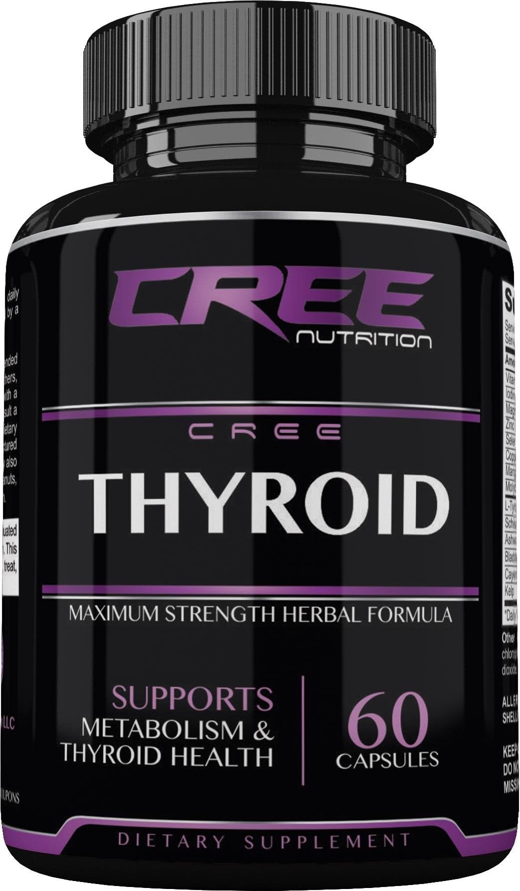 CREE Nutrition Thyroid Support Iodine for Energy, Metabolism Boost, Weight Loss, Reduce Brain Frog, Maximum Strength Herbal Formula Vitamin B12, Zinc, L-Tyrosine, Manganese, Selenium, Copper