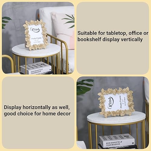 Miniatura 9 de Marco de fotos antiguo de 5 x 7 pulgadas, diseño de mariposa dorada de 5 x 7 pulgadas, marcos de fotos vintage para mesa y montaje en pared,