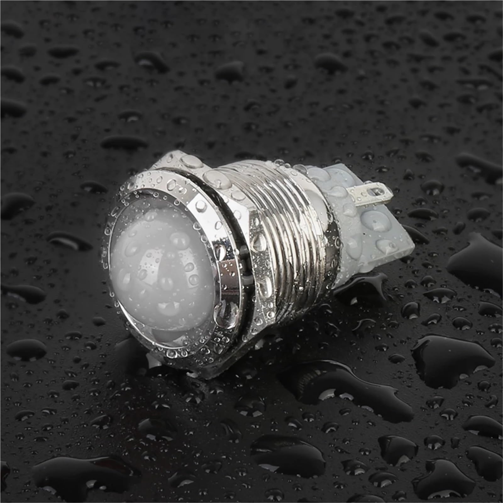 Lote de 10 luces indicadoras metálicas de 22 mm, alimentación AC/DC 3~220 V, mini LED impermeables IP65 y terminales de 2 pines (bola blanca luz, 12V-24V)