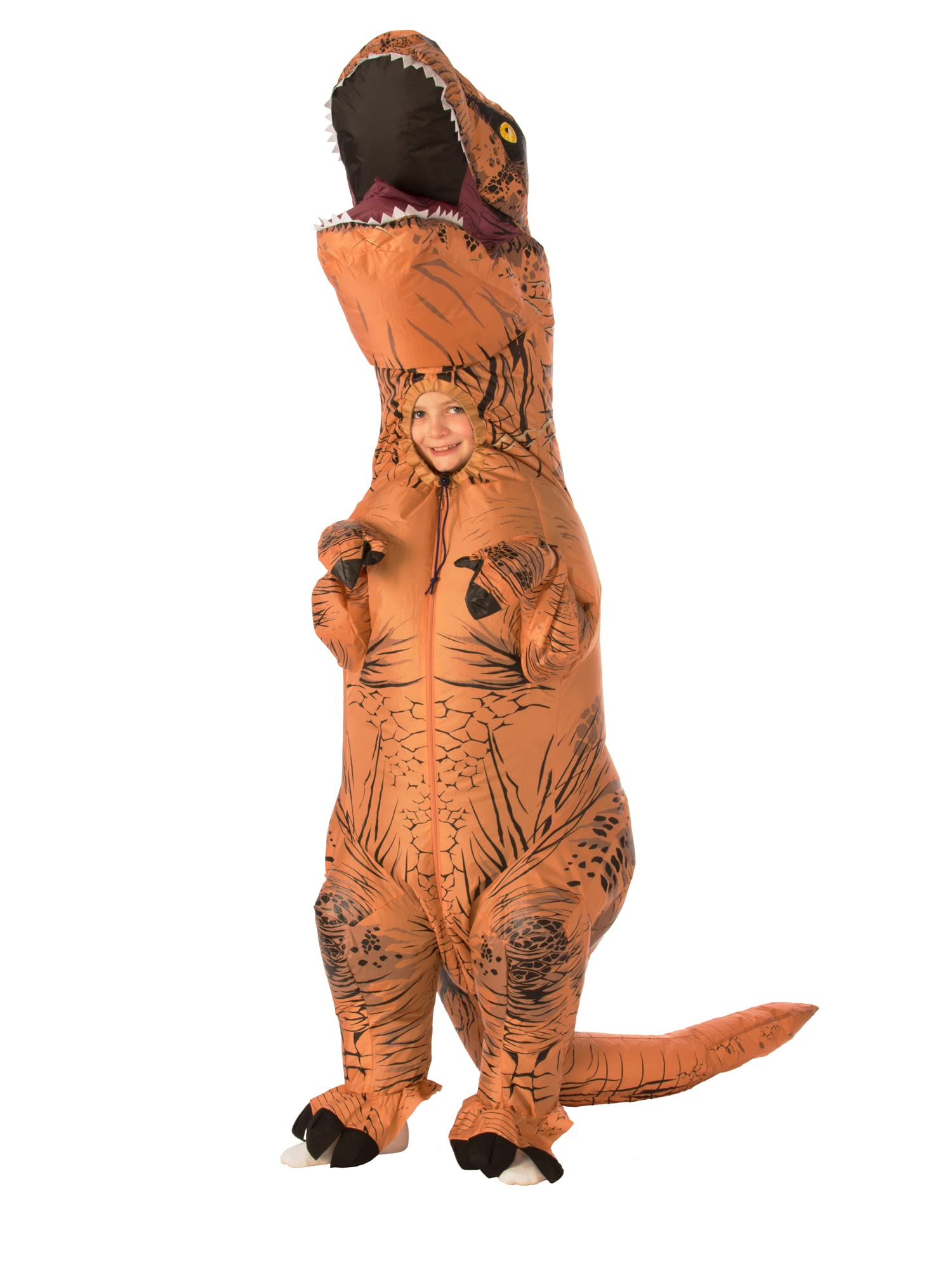 Rubies Disfraz T-Rex Hinchable para niños y niñas, Traje inflable, Talla única infantil, Oficial Jurassic World para Navidad, Carnaval, Halloween, Cumpleaños