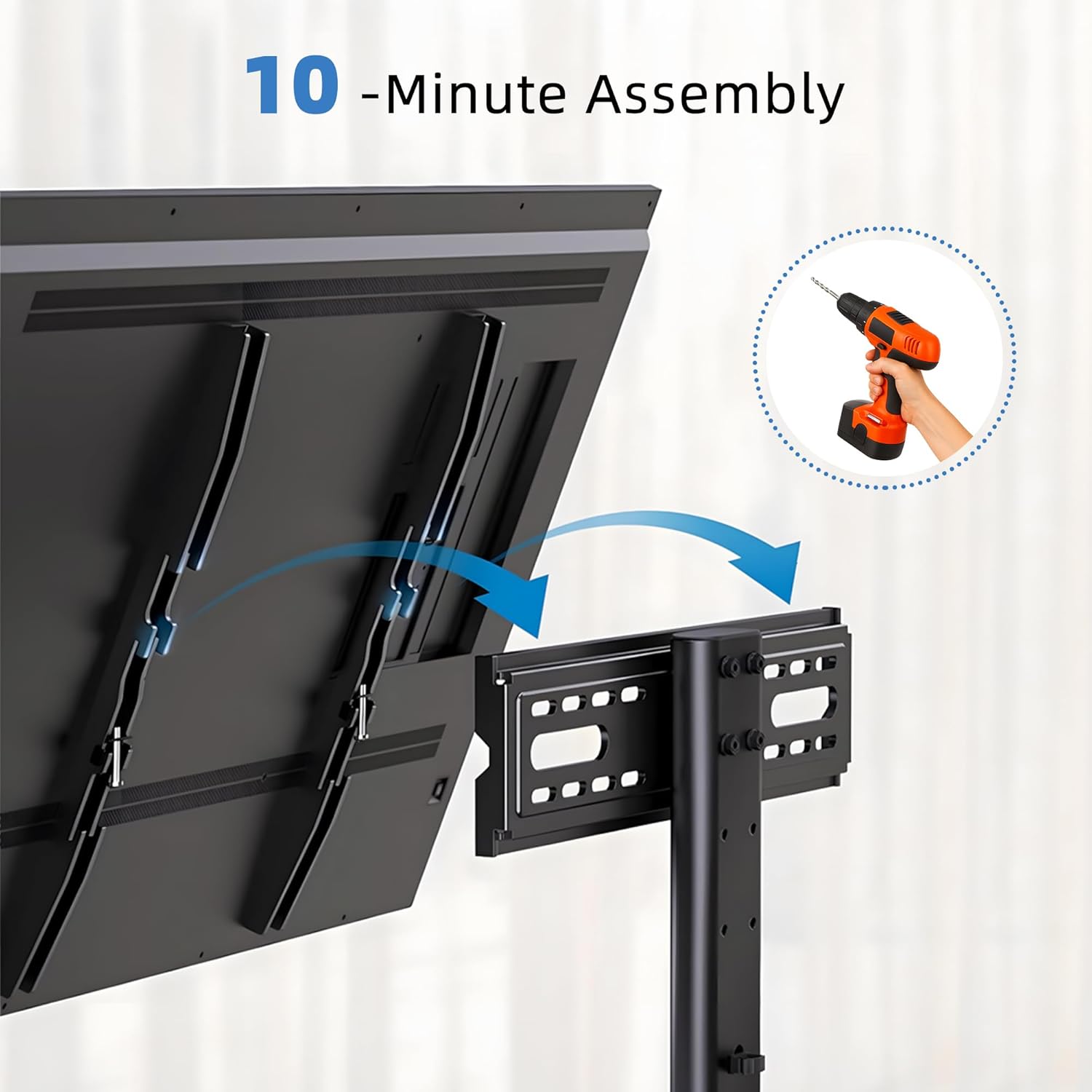 Illustration of attaching TV mounting arms to the back of a television