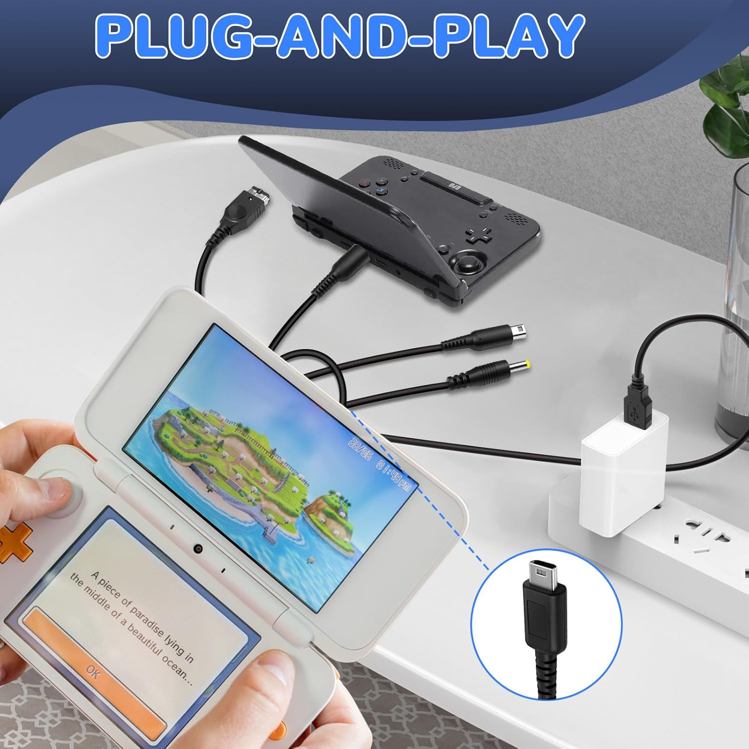 5-in-1 USB Charging Cable for Wii U/Nintendo DS Lite/2DS/3DS/Gameboy Advance SP/PSP | Compatible with All DS XL/LL Models | Multi-Device Fast Charger Cord(3.9FT) 6 71yd5fmViTL. SL1500