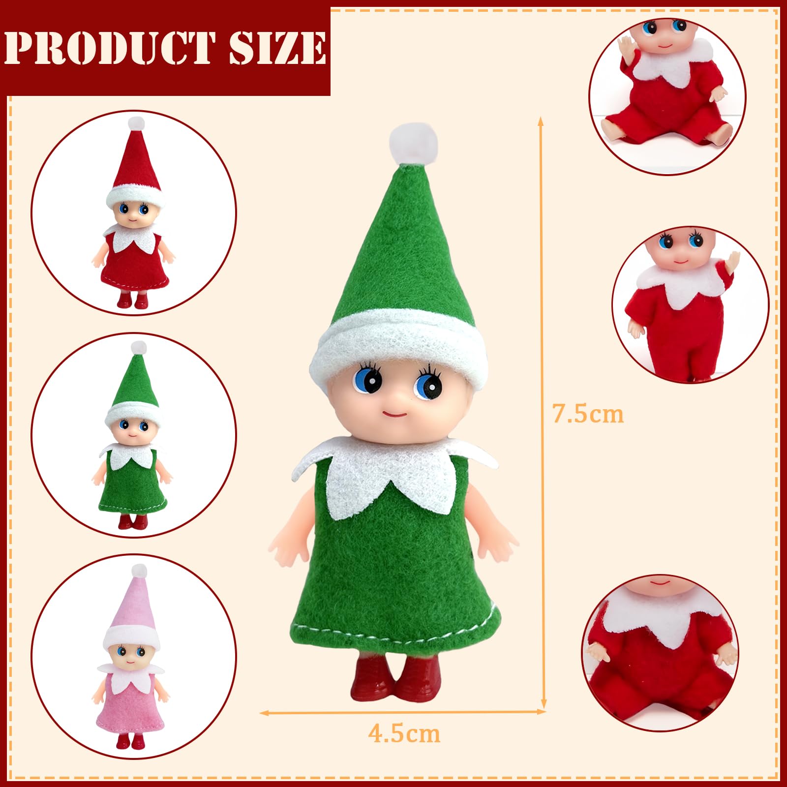 3pcs Mini Baby Elves Christmas Elf Baby Dolls for Girls Boys,Cute Little Elfs Twins Tiny Christmas Dolls Elf Accessories,Girl Elf Small Elf Baby Doll Elf Novelty Gift for Kids Xmas Stocking Stuffers - Image 2