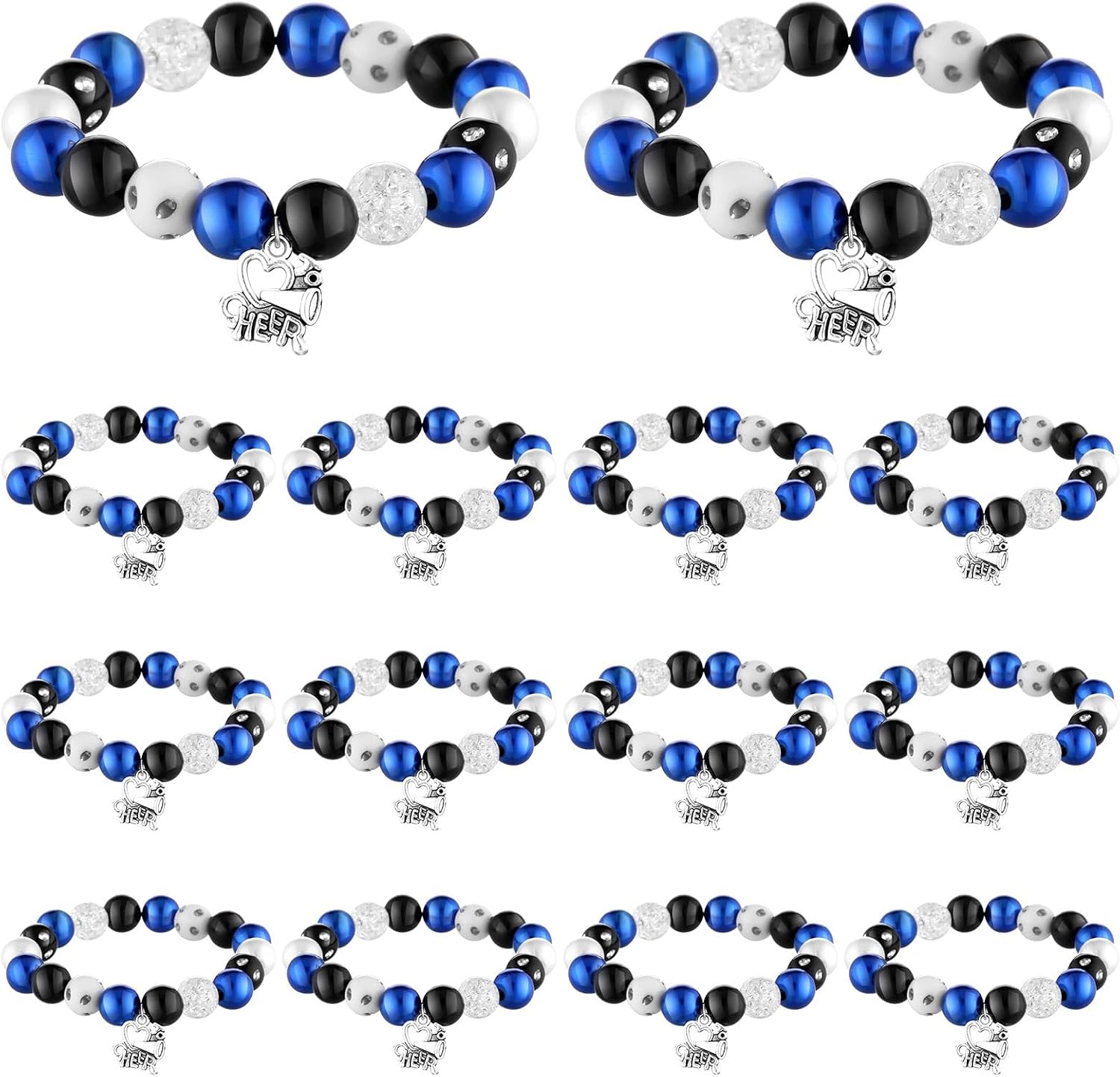 Quelay 12 Pcs Cheer Bracelet Bulk Cheer Team Gifts Cheerleading Charm Bracelet Sports Jewelry Accessories