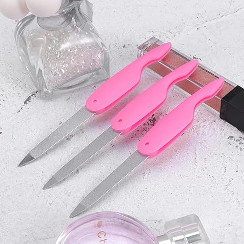 Miniatura 9 de Uonlytech Lima de uñas profesional, 3 limas de uñas plegables de doble cara, lima de uñas plegable de acero inoxidable, herramientas de manicura